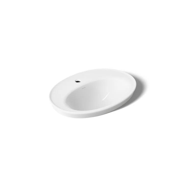 Serif® Ceramic Oval Drop-In Bathroom Sink with Overflow