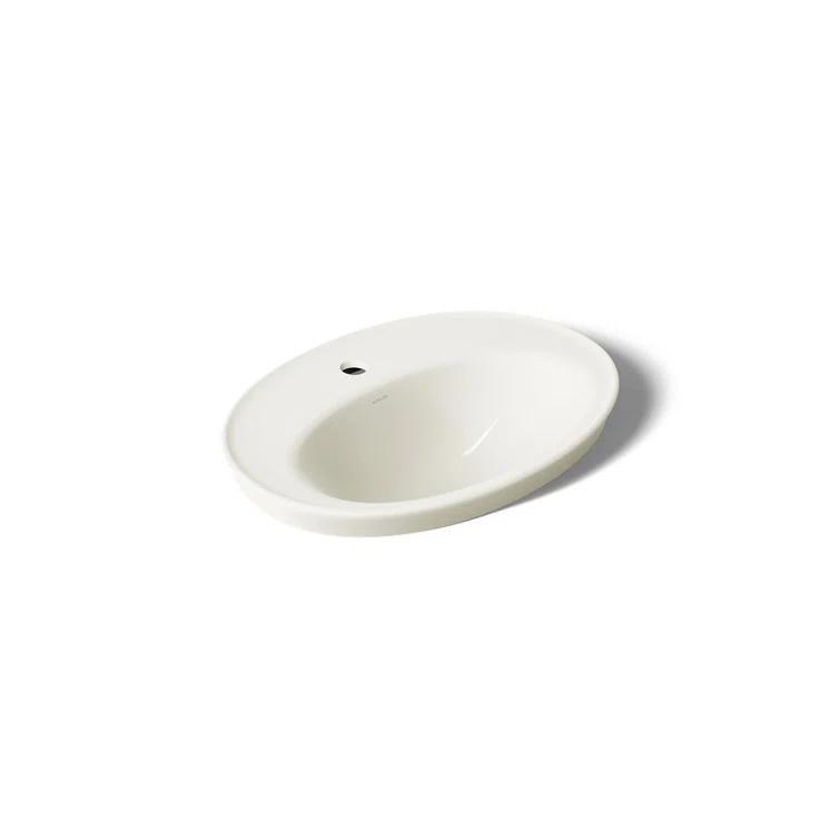 Serif® Ceramic Oval Drop-In Bathroom Sink with Overflow