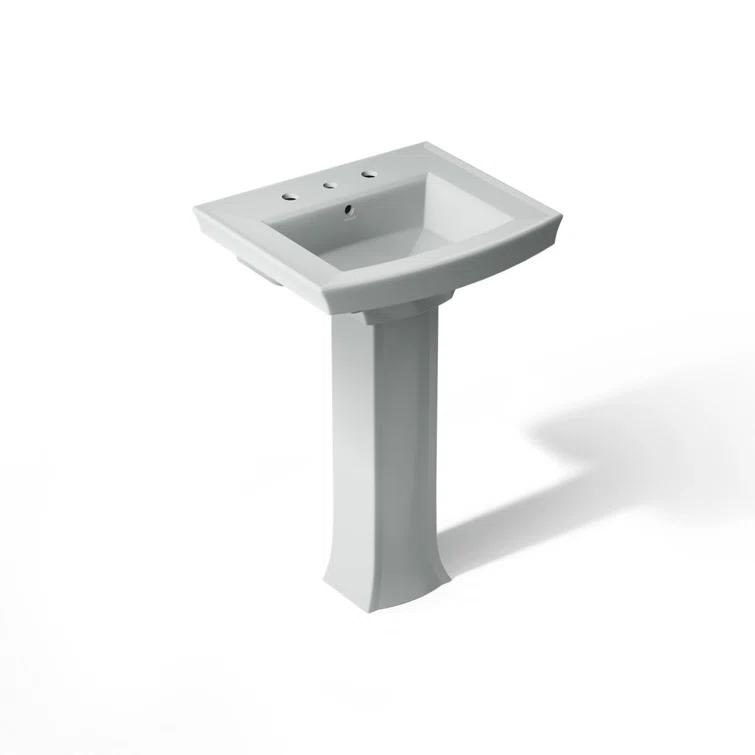 Archer 24" Rectangular Pedestal Bathroom Sink with Widespread Faucet Holes