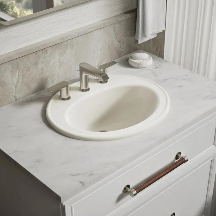 Pennington Ceramic Oval Drop-In Bathroom Sink with Overflow