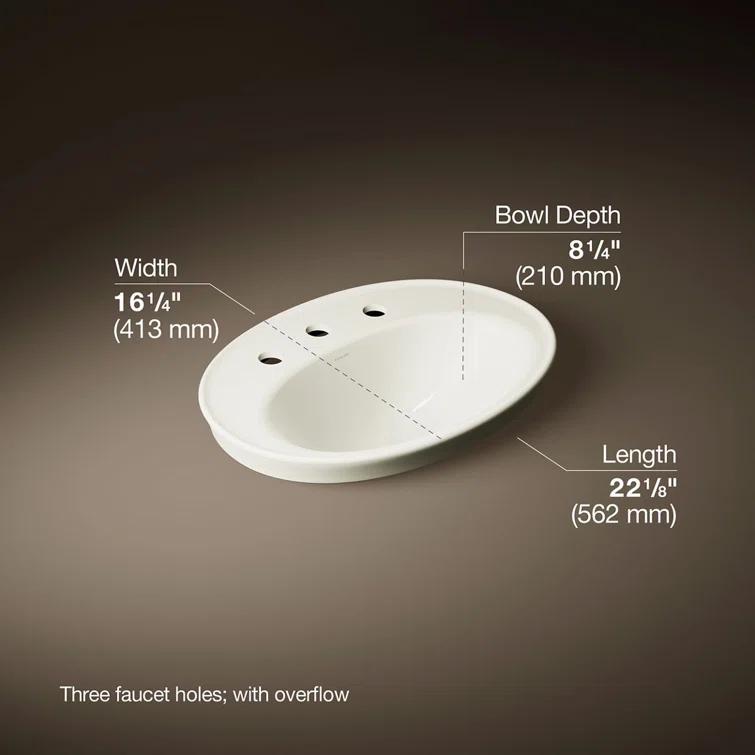 Serif® Ceramic Oval Drop-In Bathroom Sink with Overflow