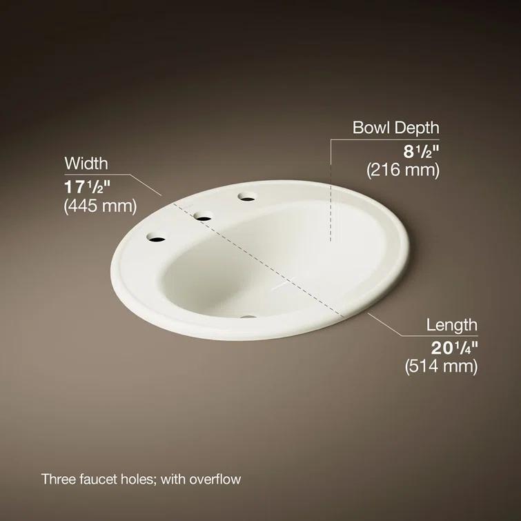 Pennington Ceramic Oval Drop-In Bathroom Sink with Overflow