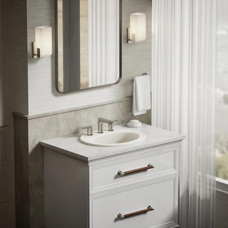 Pennington Ceramic Oval Drop-In Bathroom Sink with Overflow