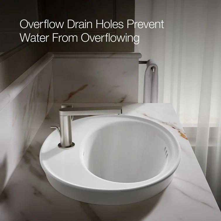 Serif® Ceramic Oval Drop-In Bathroom Sink with Overflow