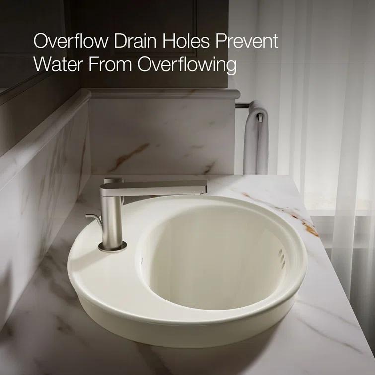 Serif® Ceramic Oval Drop-In Bathroom Sink with Overflow