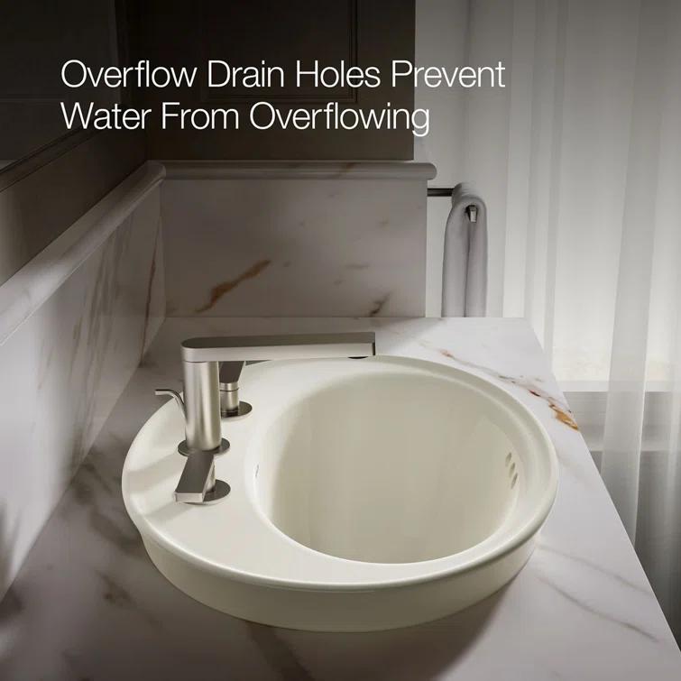 Serif® Ceramic Oval Drop-In Bathroom Sink with Overflow