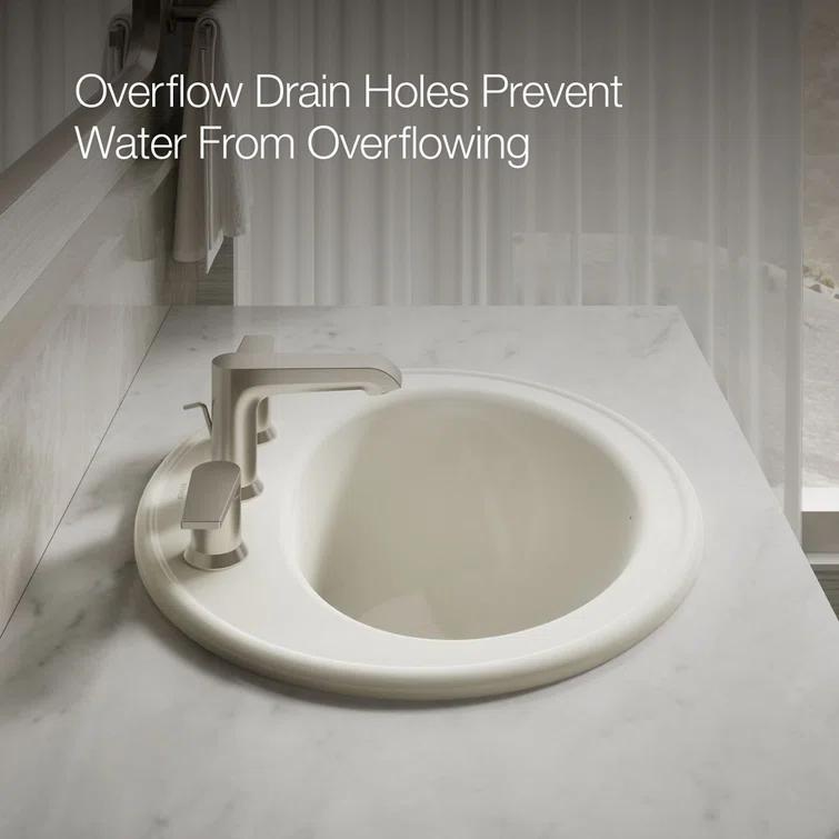 Pennington Ceramic Oval Drop-In Bathroom Sink with Overflow