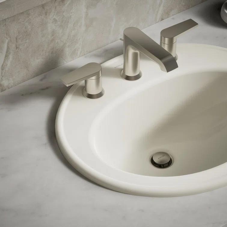 Pennington Ceramic Oval Drop-In Bathroom Sink with Overflow