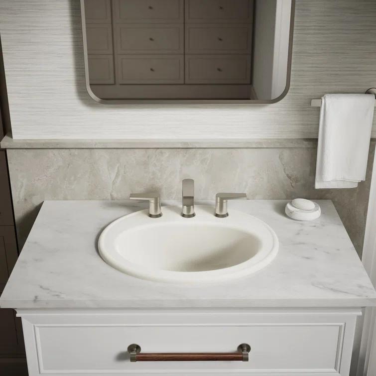 Pennington Ceramic Oval Drop-In Bathroom Sink with Overflow