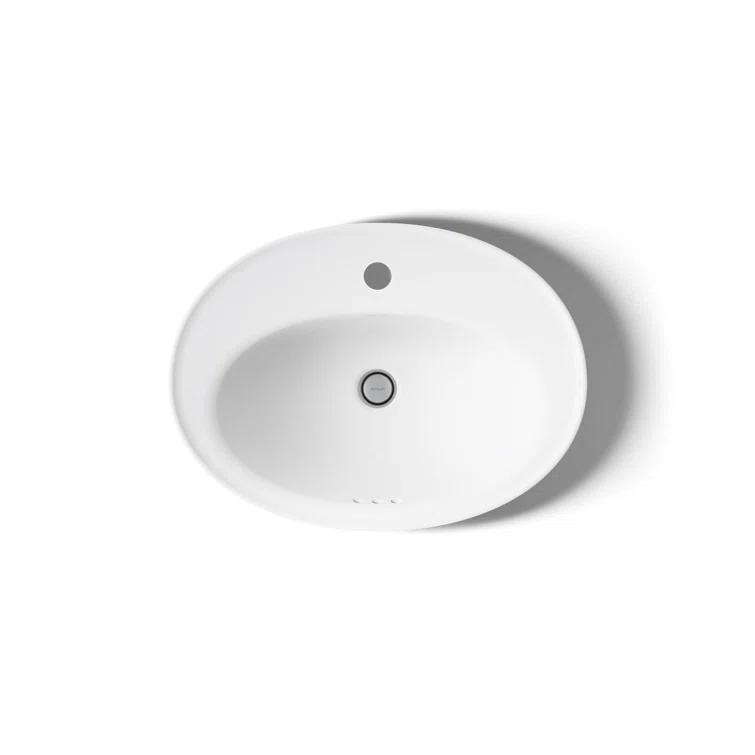 Serif® Ceramic Oval Drop-In Bathroom Sink with Overflow