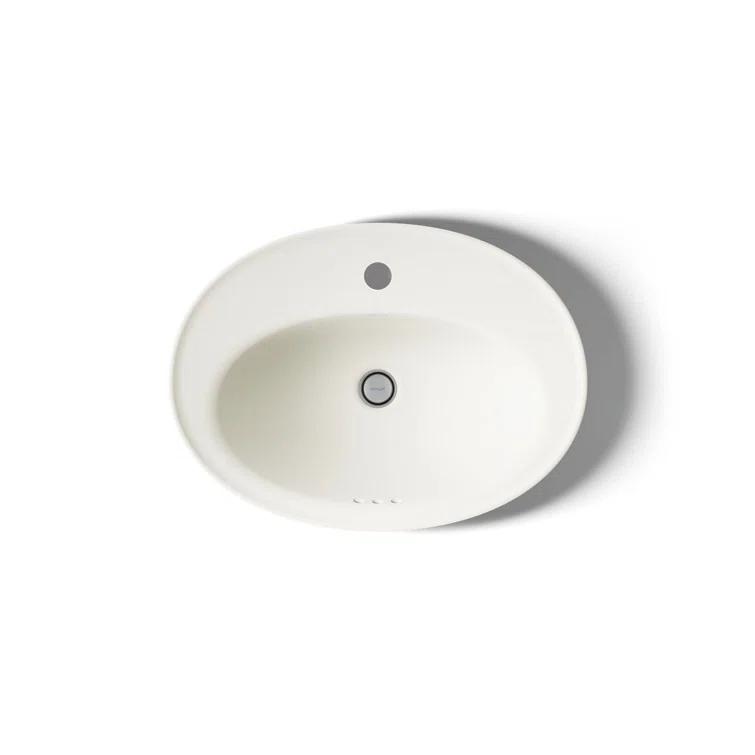 Serif® Ceramic Oval Drop-In Bathroom Sink with Overflow