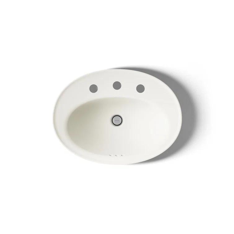 Serif® Ceramic Oval Drop-In Bathroom Sink with Overflow