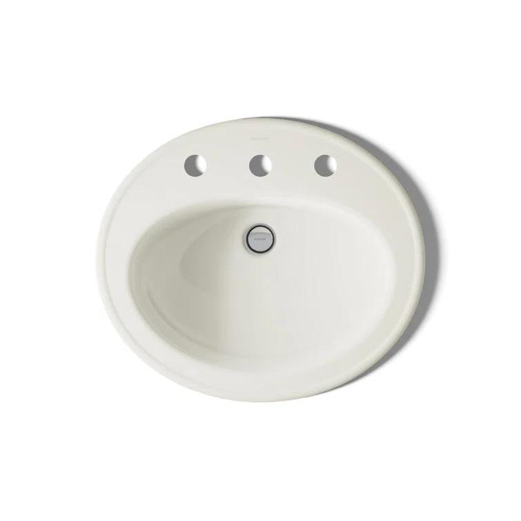 Pennington Ceramic Oval Drop-In Bathroom Sink with Overflow