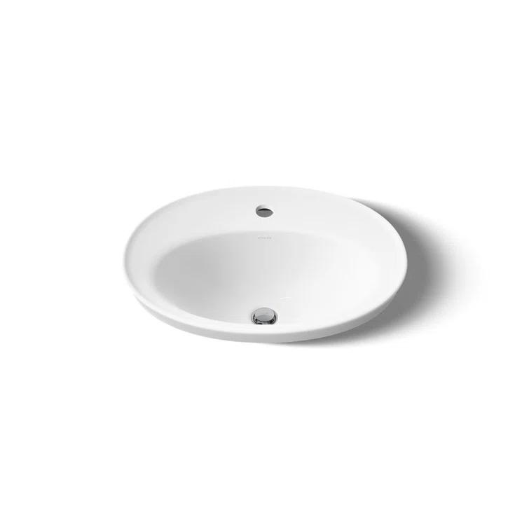 Serif® Ceramic Oval Drop-In Bathroom Sink with Overflow