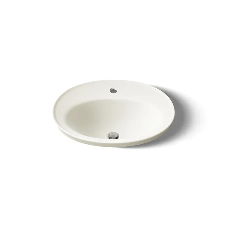 Serif® Ceramic Oval Drop-In Bathroom Sink with Overflow