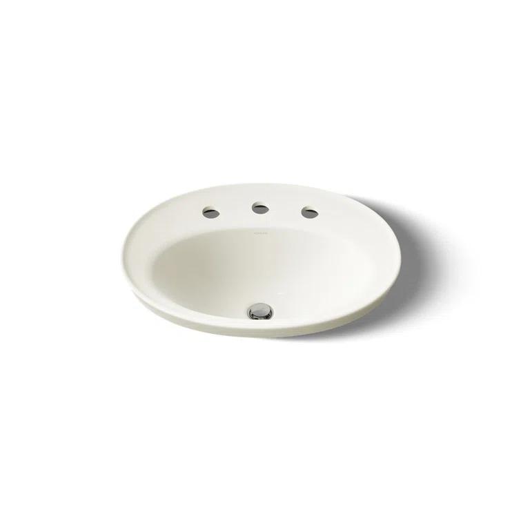 Serif® Ceramic Oval Drop-In Bathroom Sink with Overflow