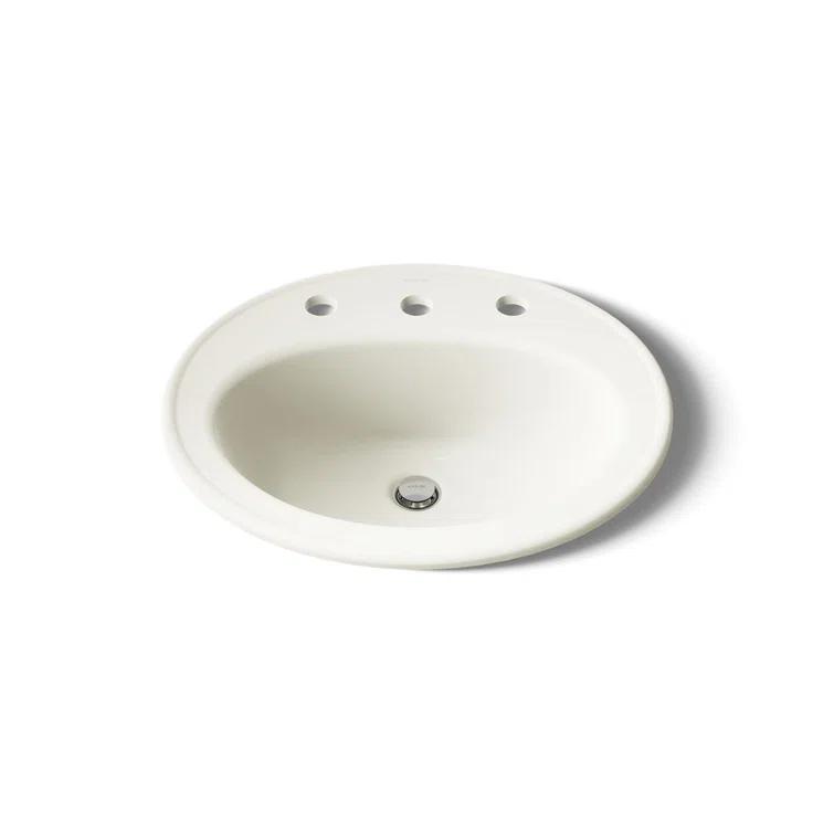 Pennington Ceramic Oval Drop-In Bathroom Sink with Overflow