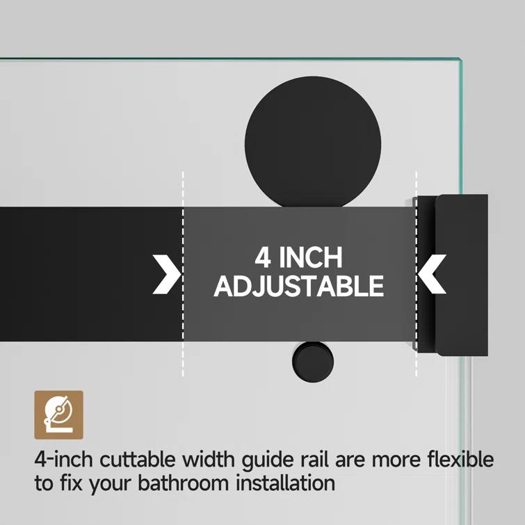 Rizzon 56-60 " W X 76 " H Double Sliding Frameless Shower Door  5/16" Tempered Glass, Stainless Steel Hardware | Wayfair