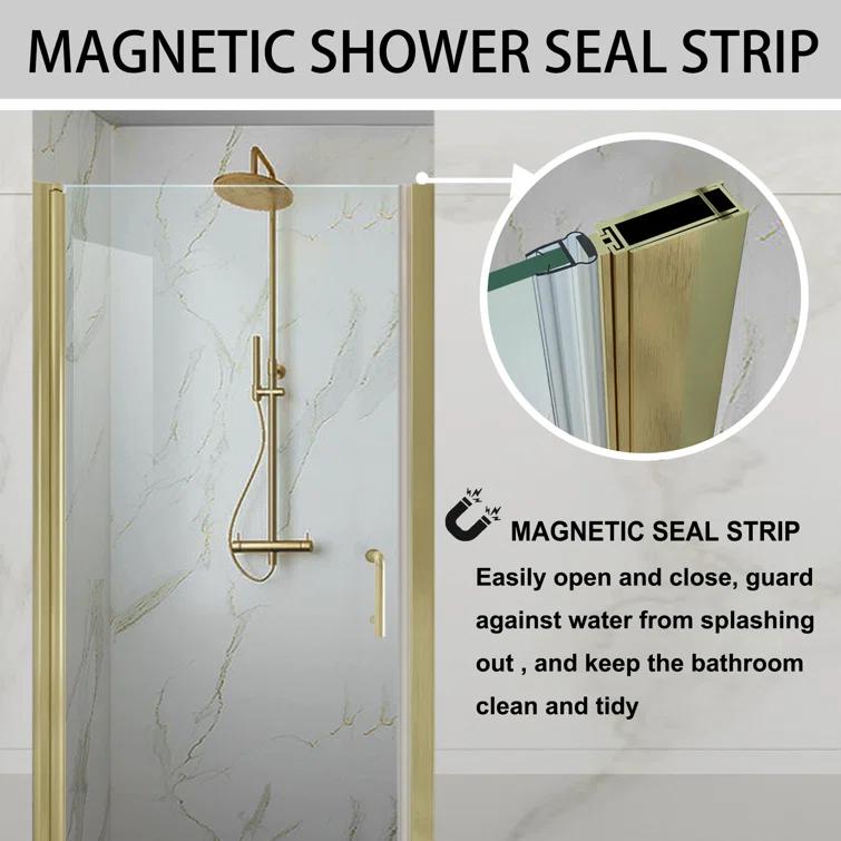 32-33.5 in. W x 72 in. H Pivot Swing Frameless Shower Door with Clear SGCC Tempered Glass