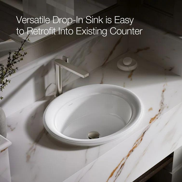 Artifacts 21 In. Oval Drop-In Bathroom Sink