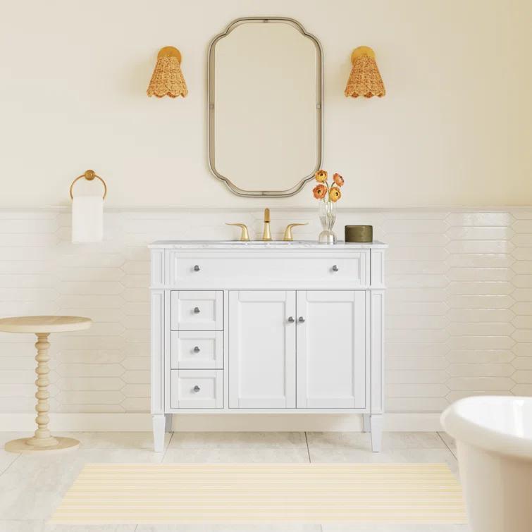 Rivers 40" Free-Standing Single Bathroom Vanity Set with Marble Vanity Top
