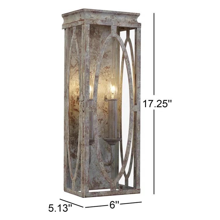 Patrice Deep Abyss 2-Light Rectangular Wall Sconce with Clear Panels