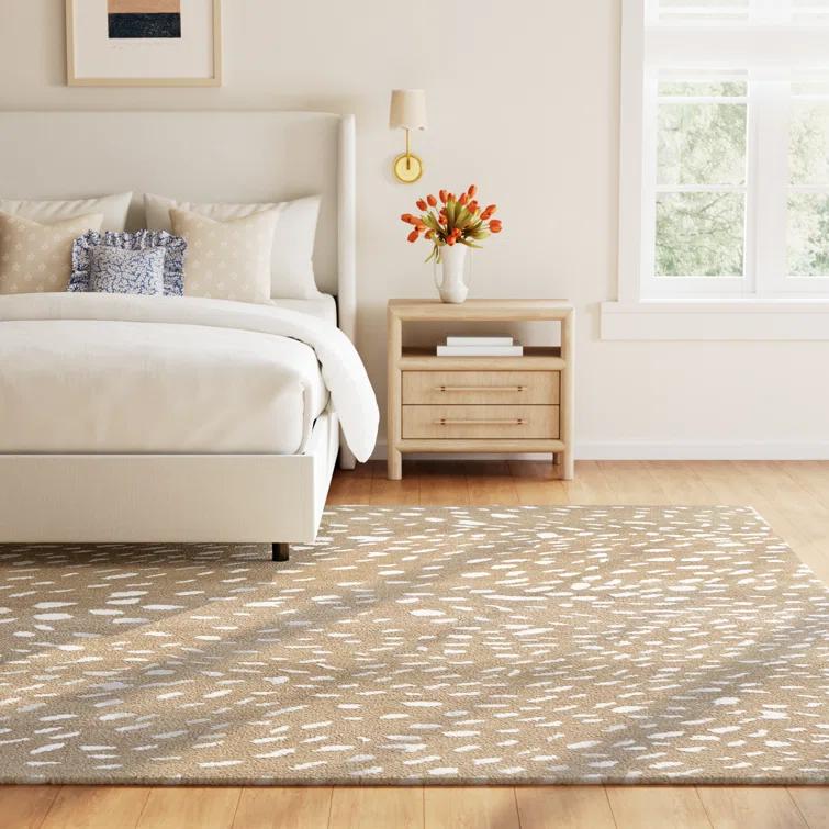 Jona Animal Print Handmade Tufted Wool Light Brown/Tan/Cream Area Rug