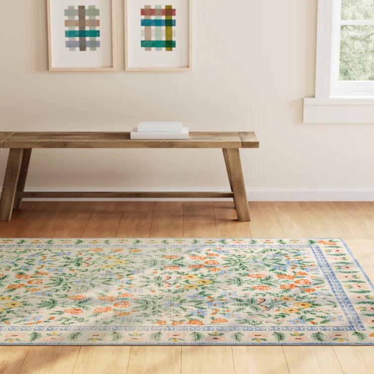 Rifle Paper Co. x Loloi Eden Mughal Garden Cream Rug feat CloudPile