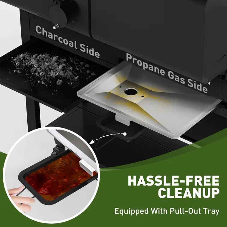 Brand-man Propane Gas Grill And Charcoal Grill Combo,grill And Griddle Combo Dual Fuel Bbq Grill With Dual Lids For Outdoor Barbecue