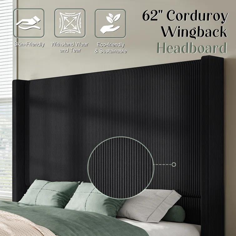 Dunwoody Upholstered Wingback Platform Bed