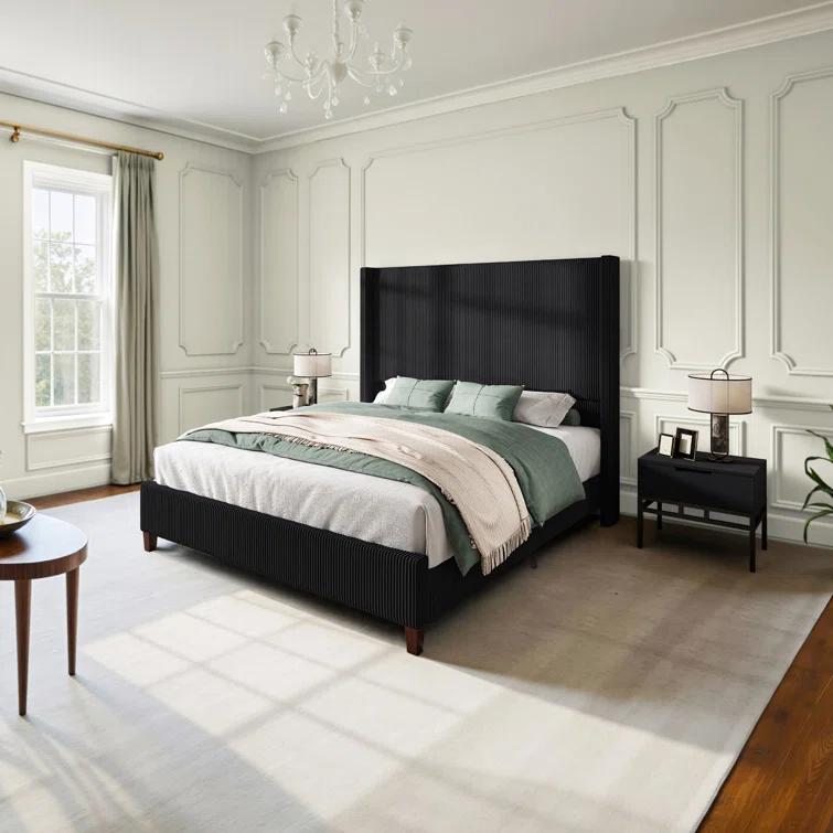 Dunwoody Upholstered Wingback Platform Bed