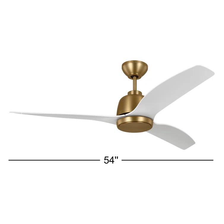 Avila 54" Satin Brass Ceiling Fan with Matte White Blades and LED Light