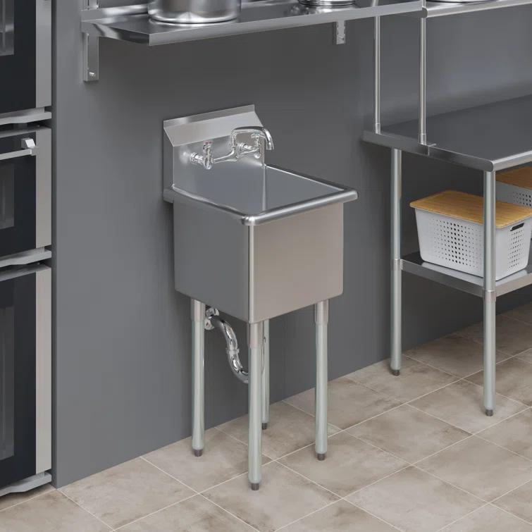 18 in. x 18.5 in. Stainless Steel UtilitySink With 15 in. x 15 in. x 13 in. Bowl and Faucet