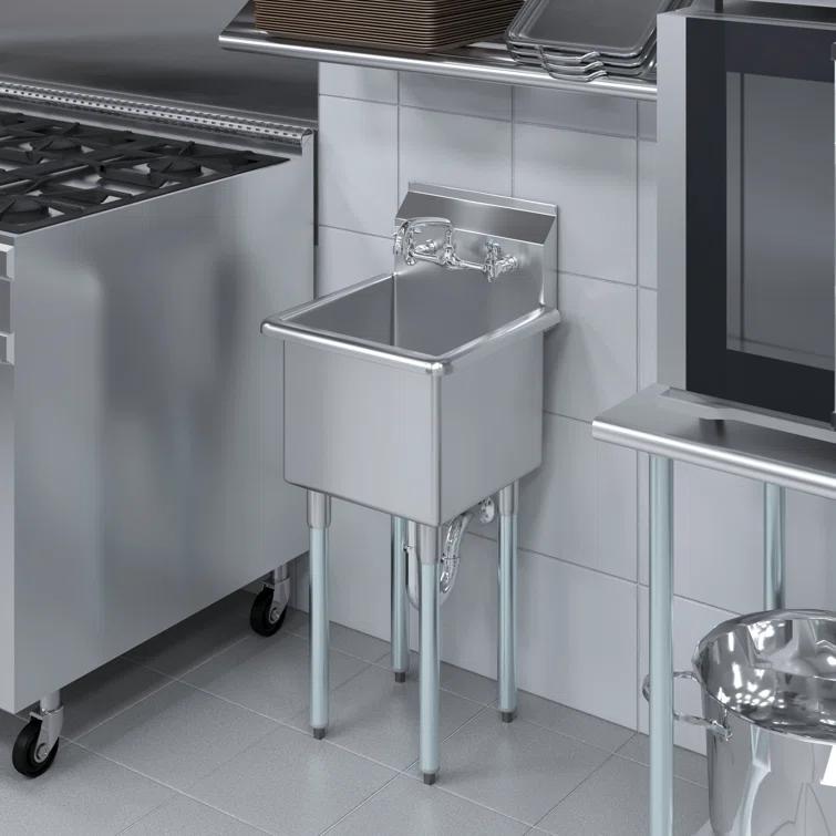 18 in. x 18.5 in. Stainless Steel UtilitySink With 15 in. x 15 in. x 13 in. Bowl and Faucet