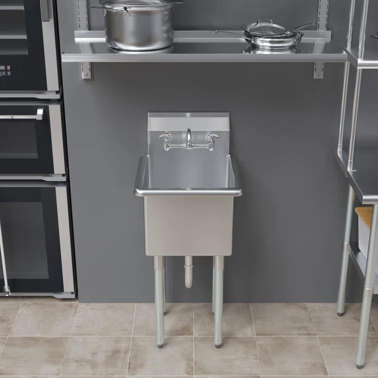 18 in. x 18.5 in. Stainless Steel UtilitySink With 15 in. x 15 in. x 13 in. Bowl and Faucet