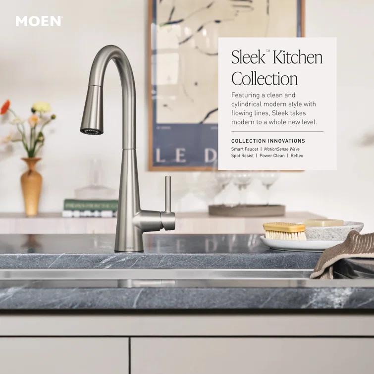 Moen Sleek MotionSense Wave Single Handle Pulldown Kitchen Faucet with Power Clean Technology