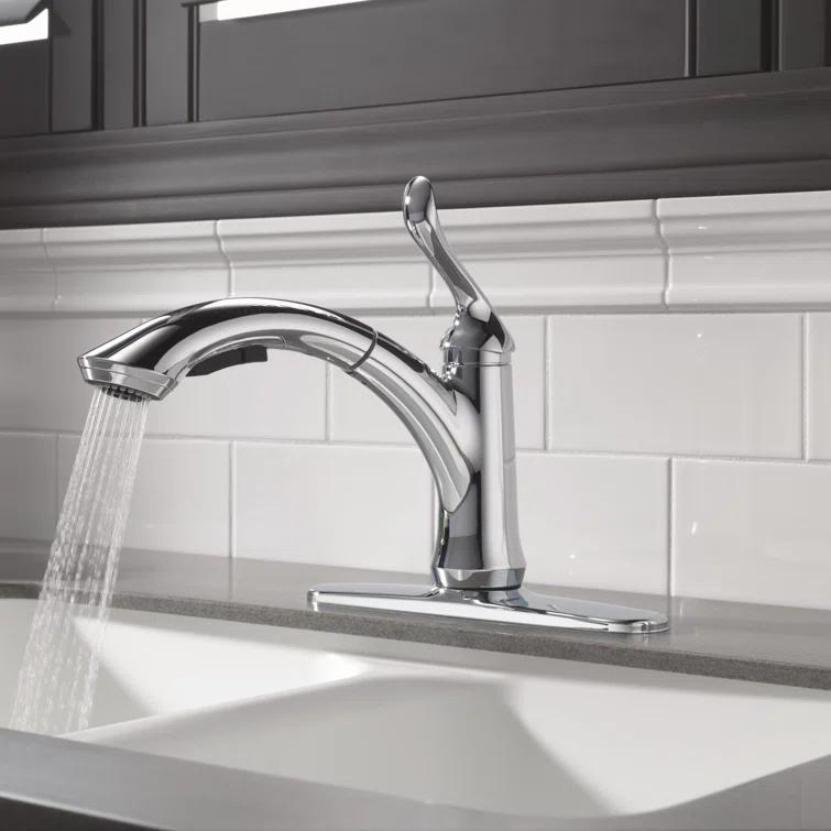 Linden Pull Out Sprayer Kitchen Sink Faucet, Single Handle Kitchen Faucet