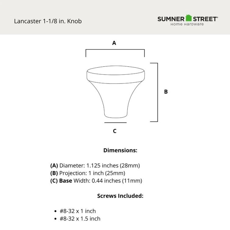 Lancaster 1 1/8" Diameter Knob
