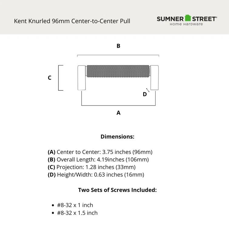 Kent Knurled 4" Center to Center Bar Pull