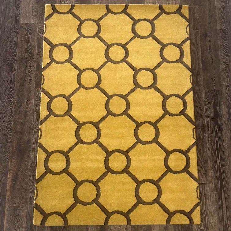 Stella Patterned Contemporary Wool Yellow/Brown Area Rug