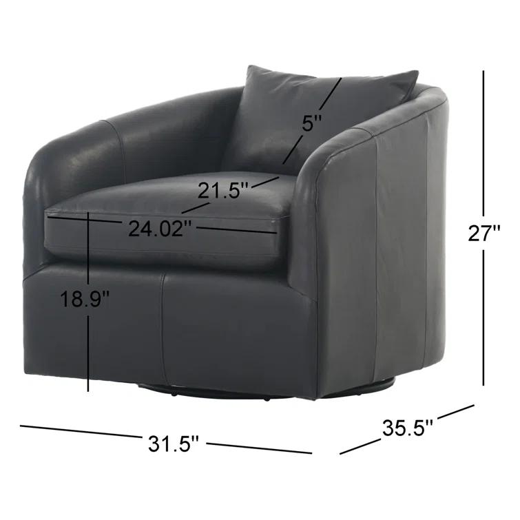 Paralimni Genuine Leather Swivel Armchair