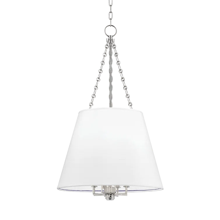 Polished Nickel 8-Light Pendant with Faux Silk Shade