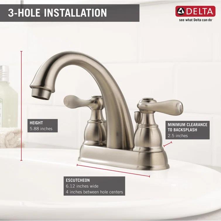 Windemere Centerset Bathroom Faucet with Drain Assembly, 2-handle Bathroom Sink Faucet