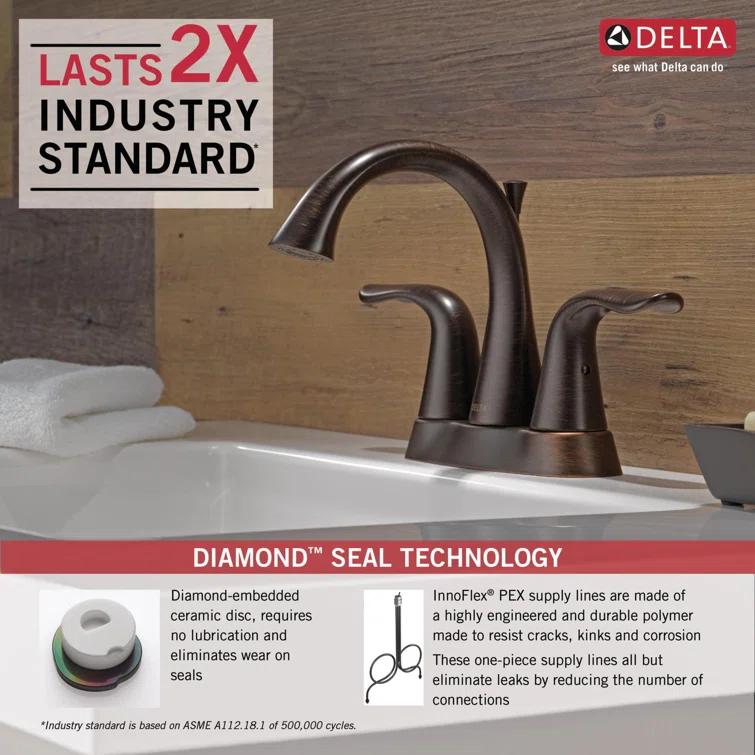 Lahara Centerset Bathroom Faucet with Drain Assembly, 2-handle Bathroom Sink Faucet