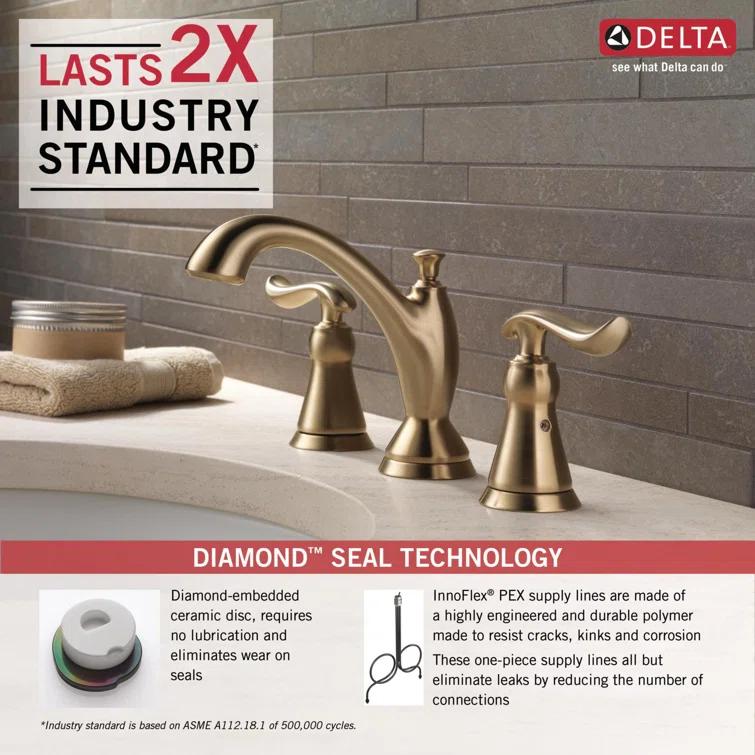 Linden Widespread Bathroom Faucet 3 Hole, 2-handle Bathroom Sink Faucet with Drain Assembly
