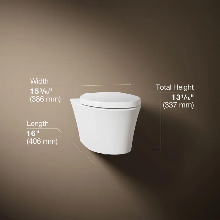 Veil Wall-Hung Compact Elongated Toilet, Dual-Flush