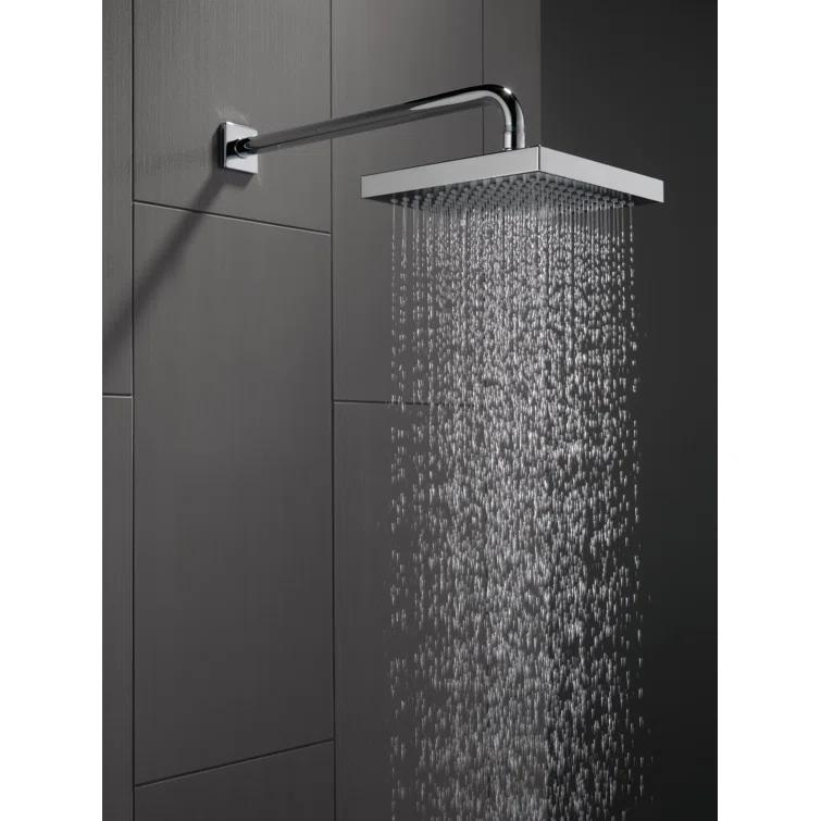 Universal Showering Components Square Single-Spray Rain Shower Head, Rainfall Shower Head 1.8 GPM