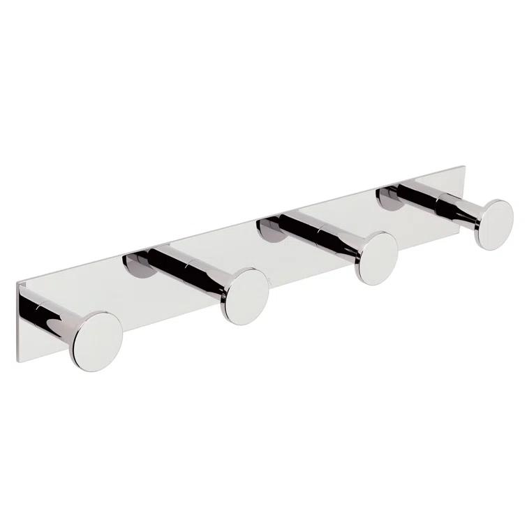 Polished Chrome Quadruple Robe Hook with Solid Brass Construction