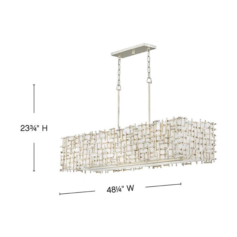 -Eight Light Linear Oval Chandelier In Transitional Style-24.25 Inches Wide By 23.75 Inches Tall-Silver Leaf Finish Fredrick Ramond Lighting