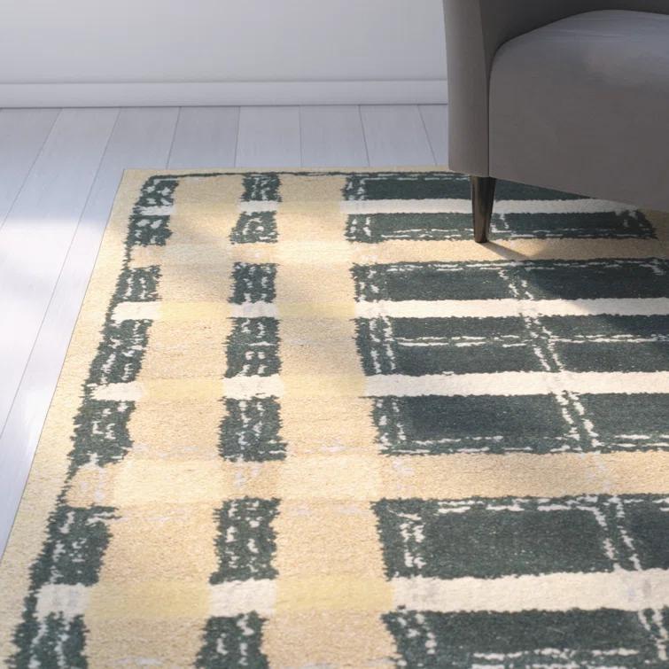 Martha Stewart Hand Tufted Wool/Viscose Plaid Rug in Cornucopia Gold